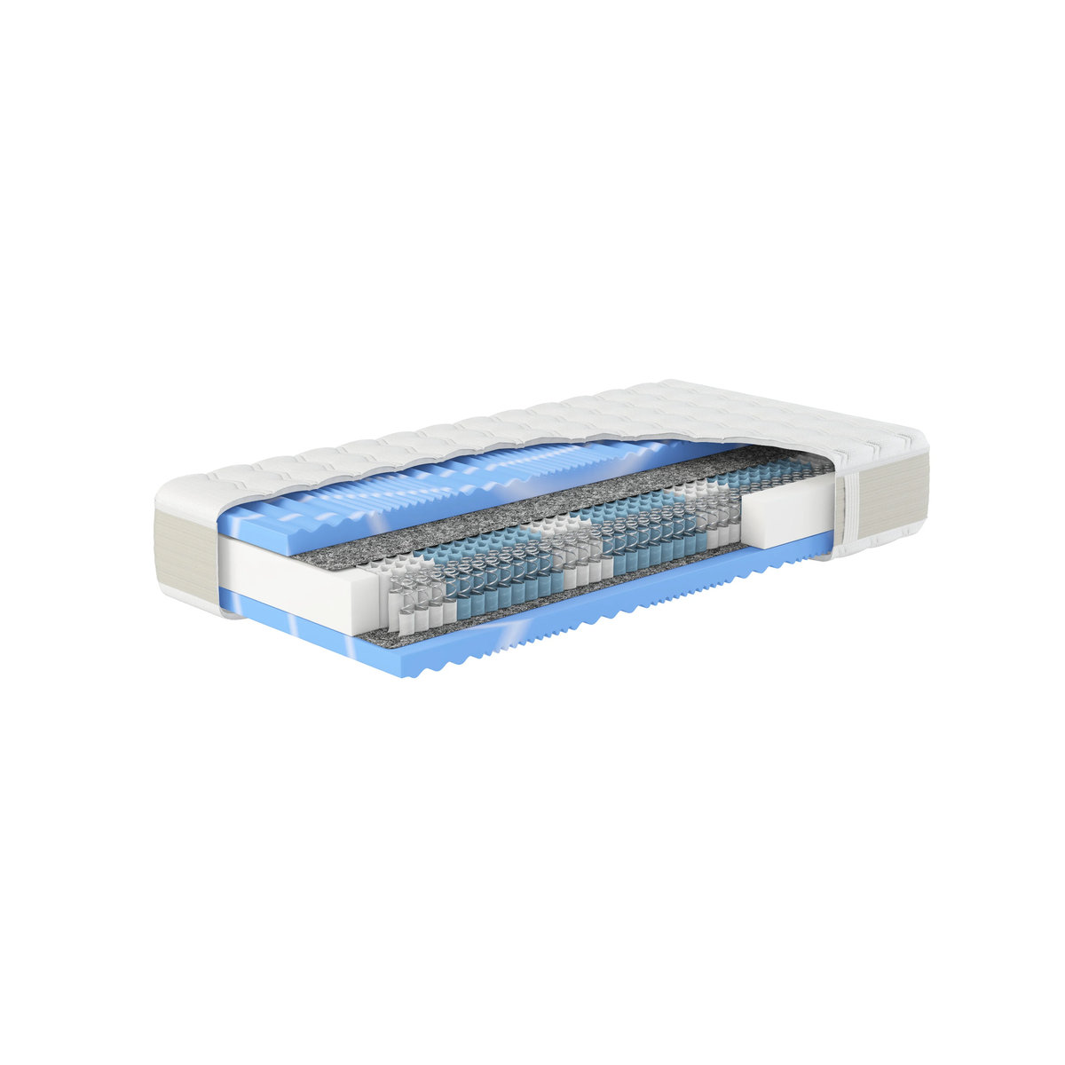 HN8 SCHLAFSYSTEME 7-Zonen Taschenfederkernmatratze Gelstar T-1000 XXL, Weiß, B/T: 90 x 200 cm, Härtegrad H2 - Bild 2