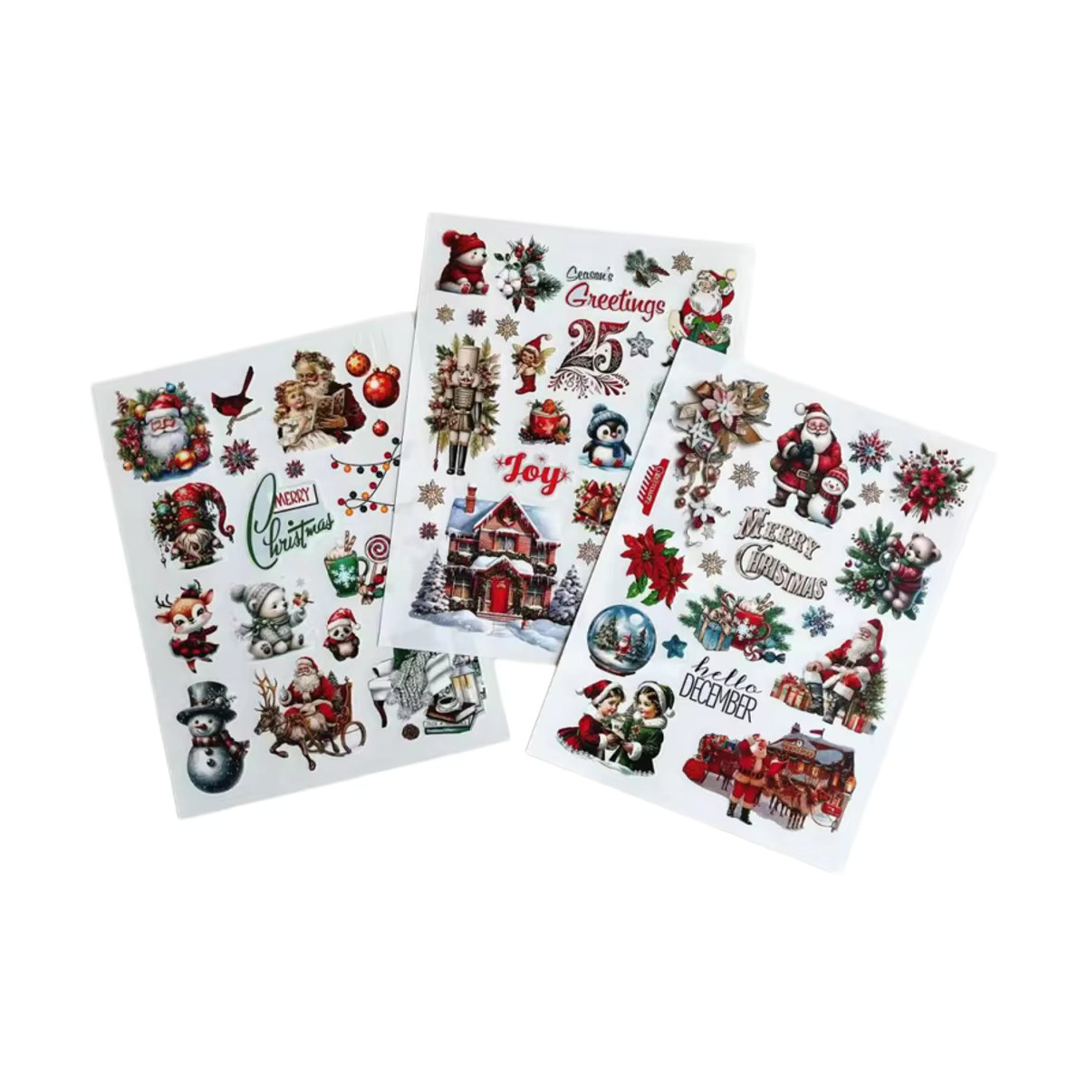 Hobbisland Vintage Weihnachten Rub-On Transferaufkleber mit Winterhaus und Weihnachtsmann in Multicolor für Scrapbooking und Bastelbedarf - Bild 5