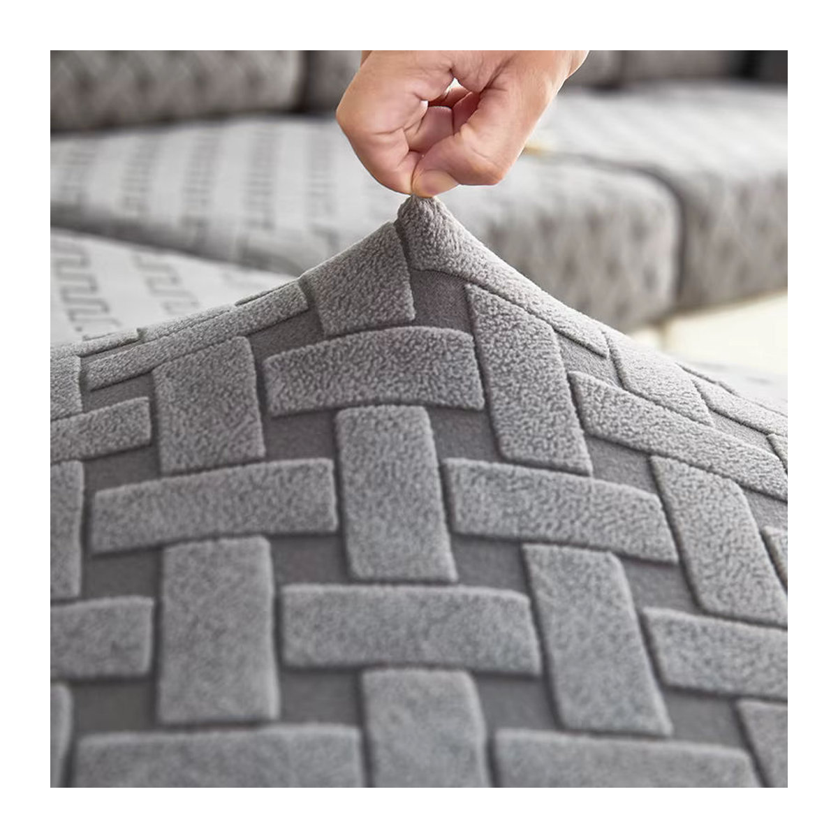 Hochwertige Jacquard Plüsch-Sofasitzbezüge für dein Wohnzimmer als Ecksofaschutz und Kissen-Schonbezug - Bild 3
