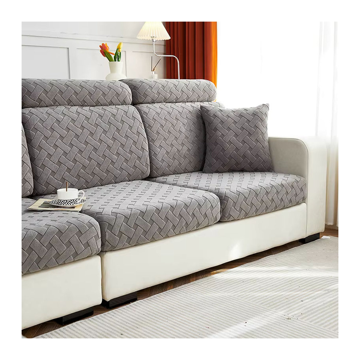 Hochwertige Jacquard Plüsch-Sofasitzbezüge für dein Wohnzimmer als Ecksofaschutz und Kissen-Schonbezug - Bild 5