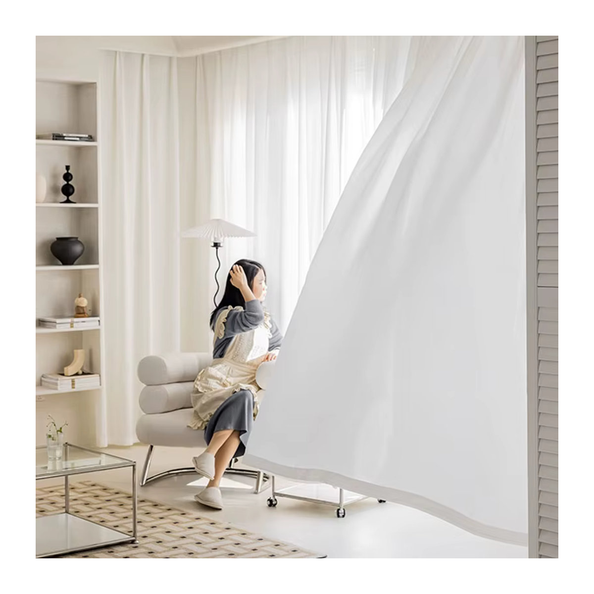 Hochwertige weiße Tüll-Vorhänge für Wohnzimmer und Schlafzimmer - Bild 2