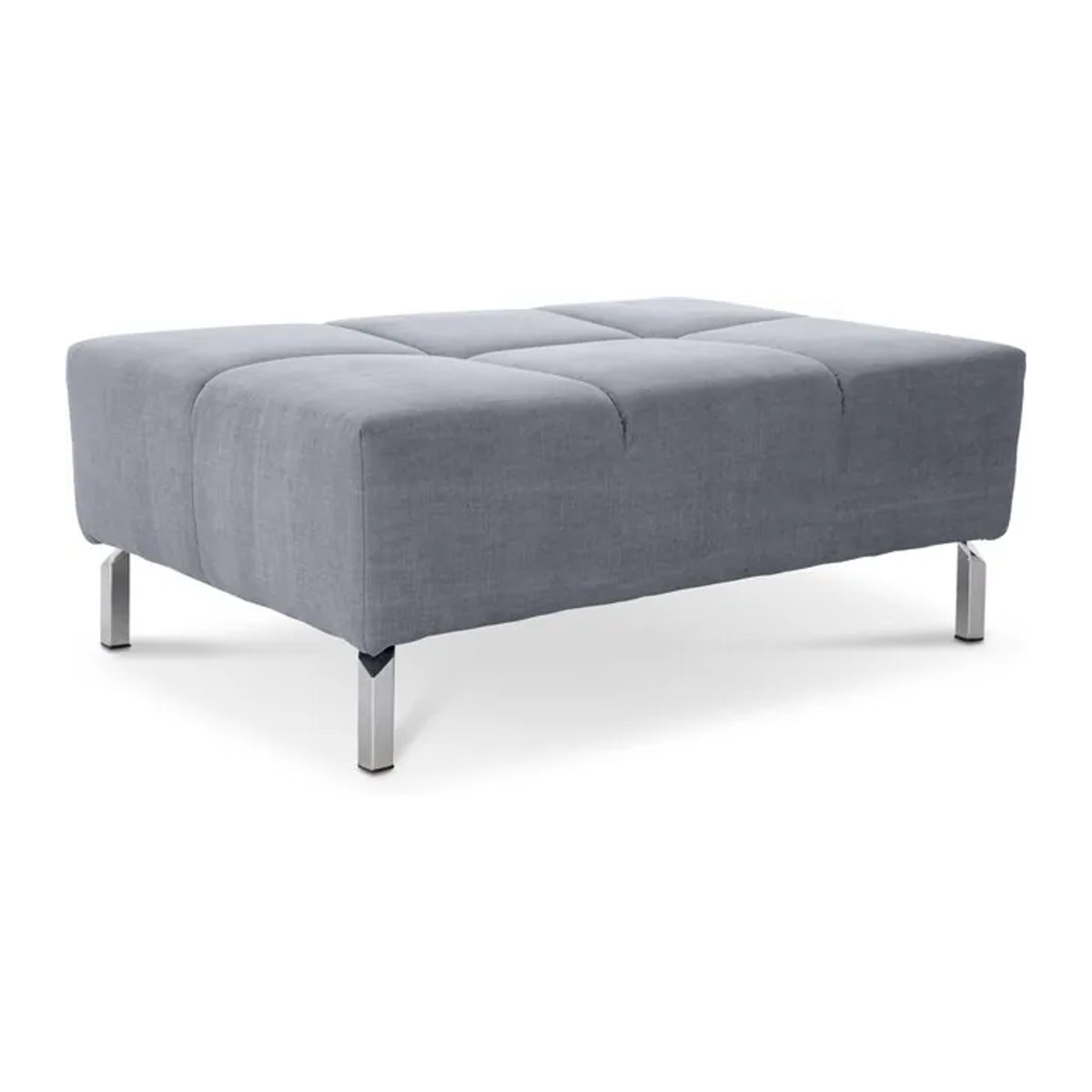 Hockerbank CATELYN 2.0 von LOFT by Ostermann in Beige und Grau mit Chrom-Details und Stoffbezug aus Baumwolle und Leinen - Bild 1