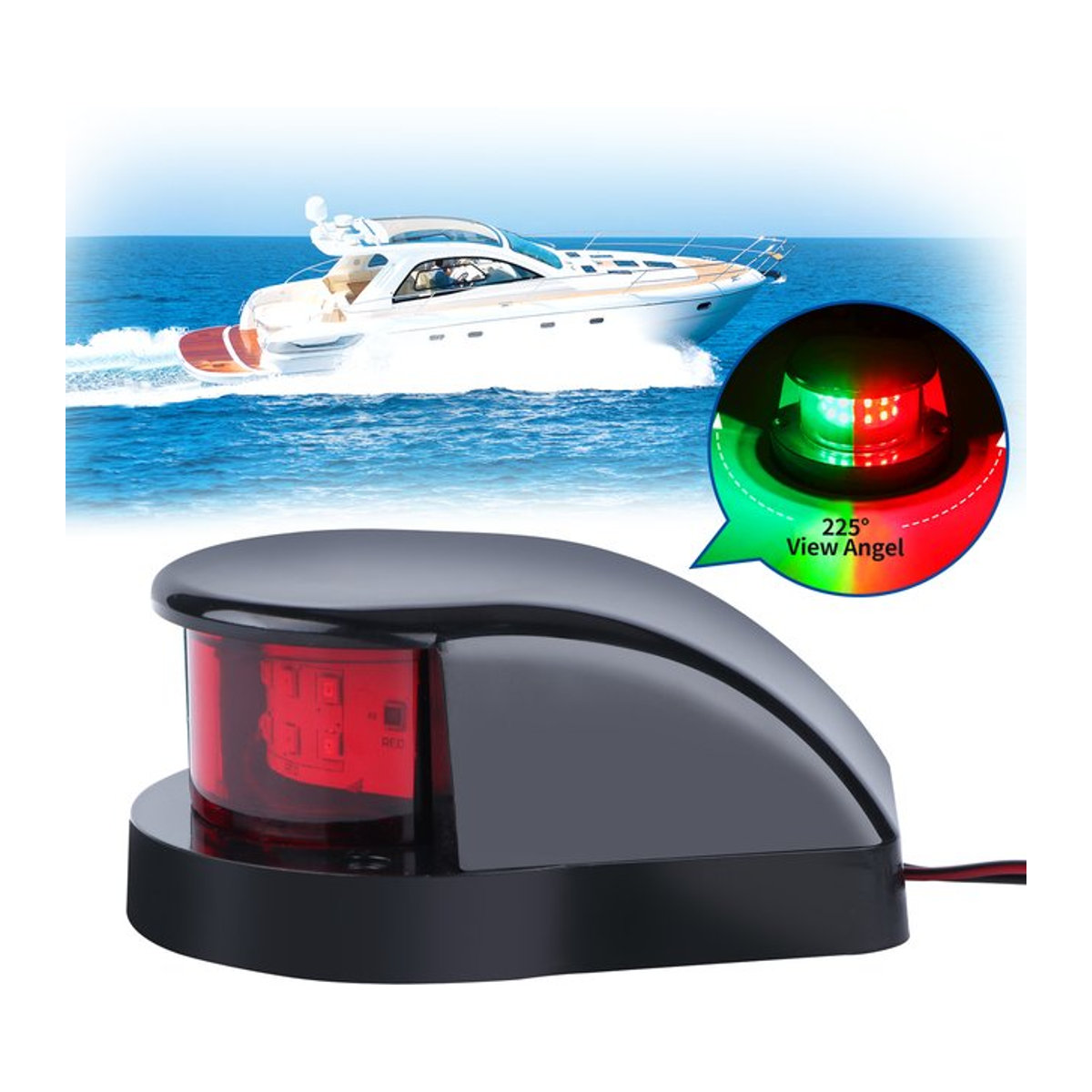 HOFFEN 12V LED Bogen Navigationslicht Set in Rot und Grün für Boot und Yacht - Bild 1