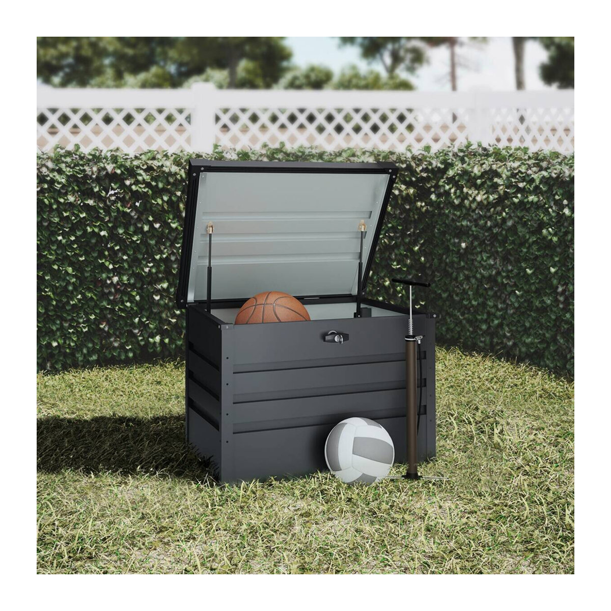 HOGGAR Aufbewahrungsbox Sveg in Anthrazit aus Metall im Industrial Design B/H/L: 72 x 63 x 61 cm - Bild 2