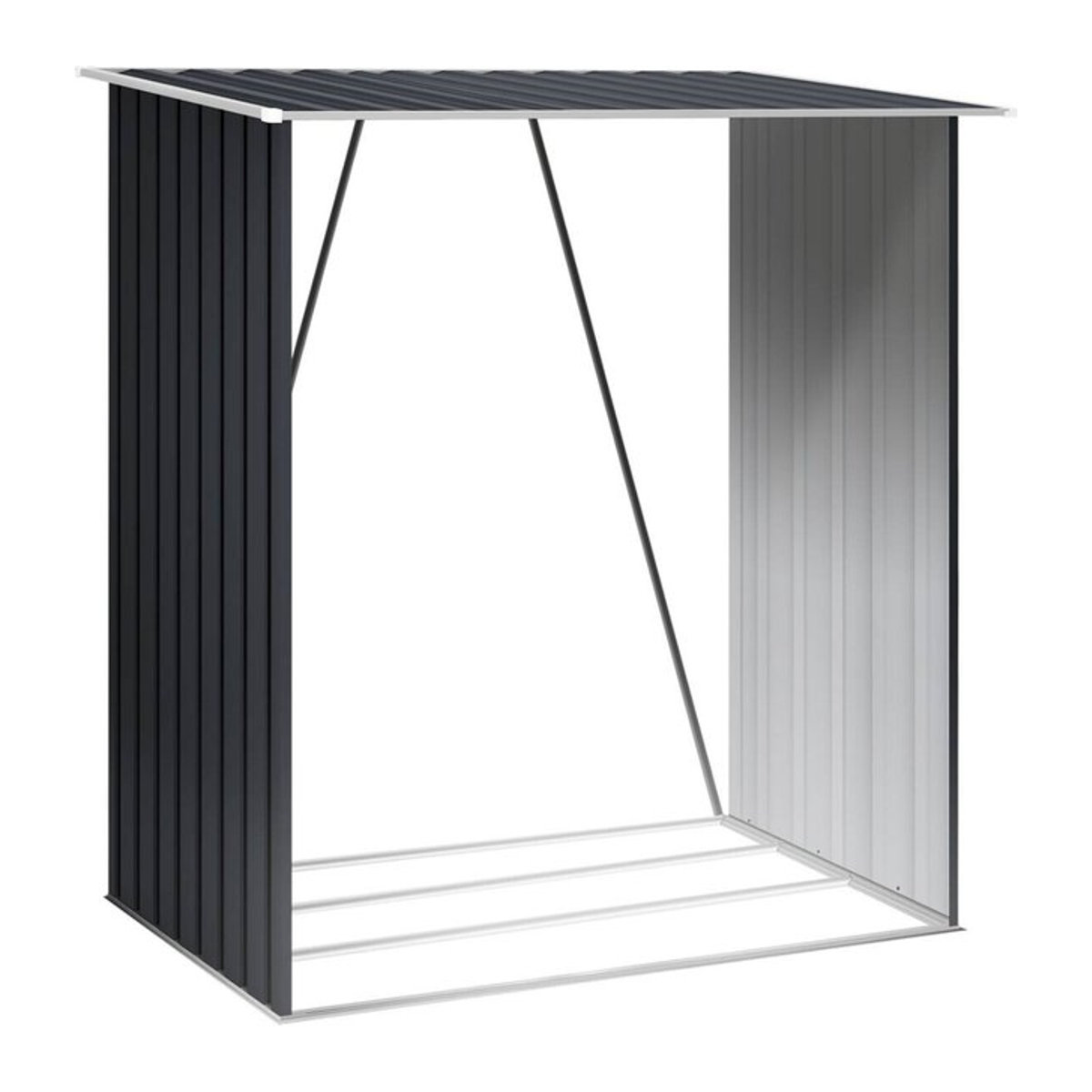 HOGGAR Feuerholzschrank Lerum aus Metall in Anthrazit, B/H/T: 166 x 83 x 154 cm - Bild 1