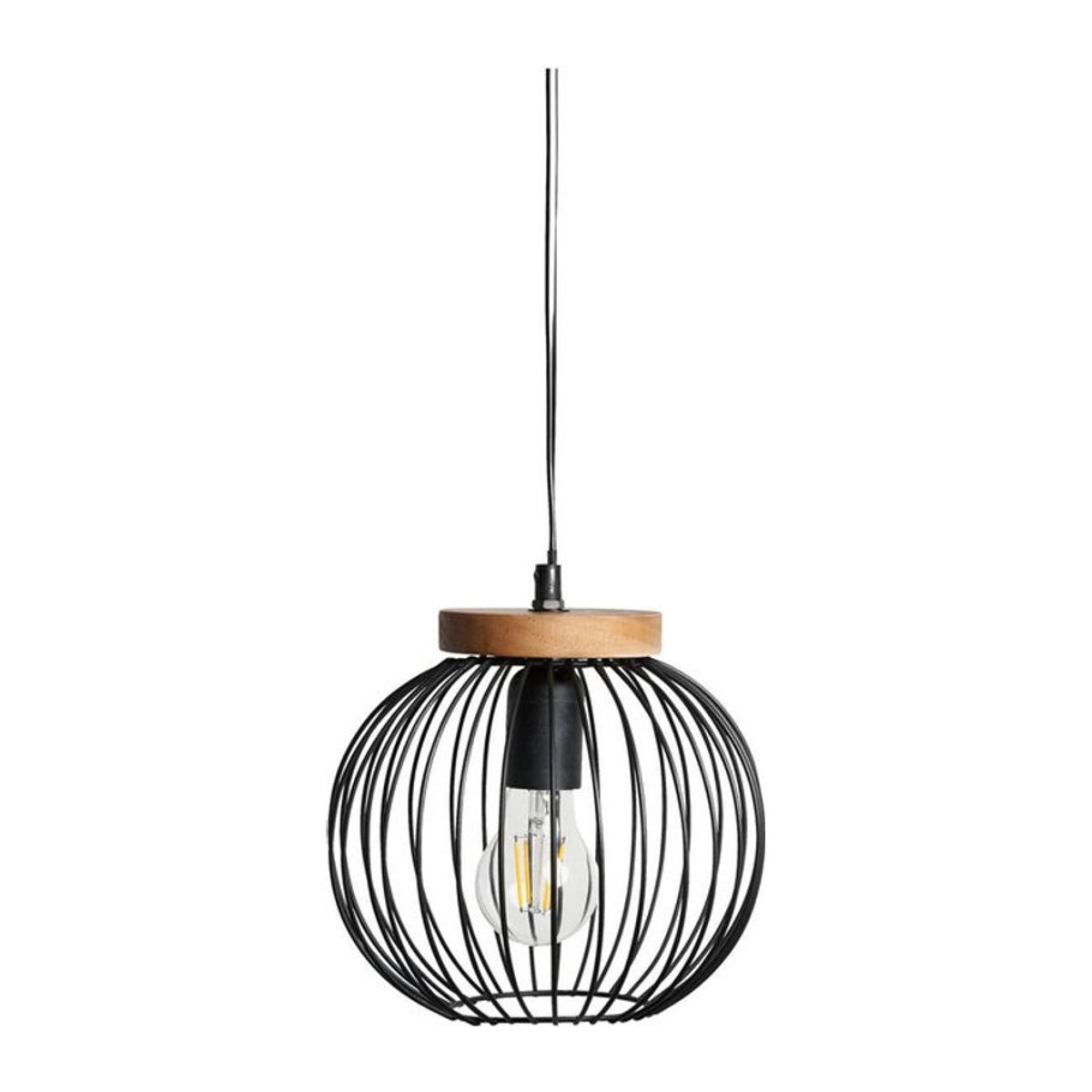 Hölscher Leuchten Pendelleuchte 021 821 in Schwarz und Natur aus Metall und Holz mit E27 Fassung, H: 150 cm, B: 20 cm - Bild 1
