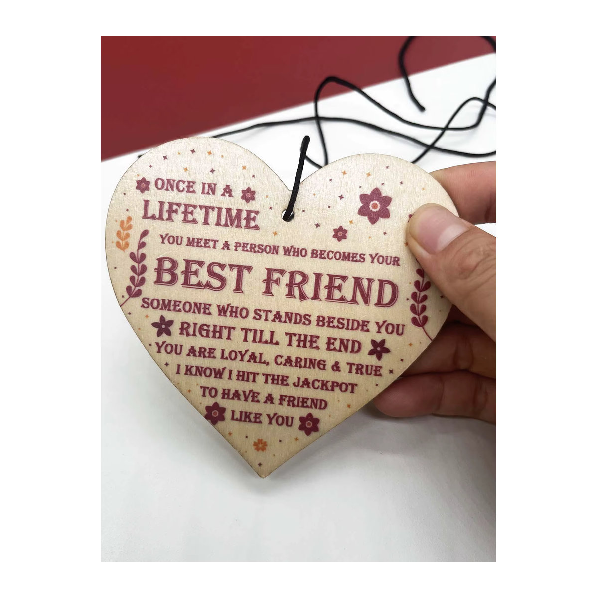 Holz Herz Freundschaft Plakette als dekorativer Anhänger für besondere Anlässe - Bild 2