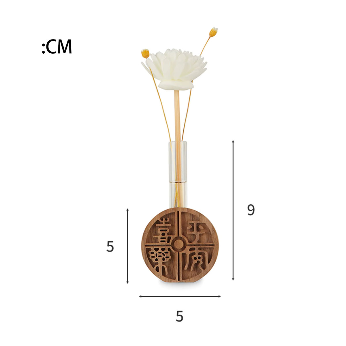Holz Home Reed Diffusor aus Glas mit Holz und Sticks in Transparent, runder Glasbehälter für ätherische Öle - Bild 5