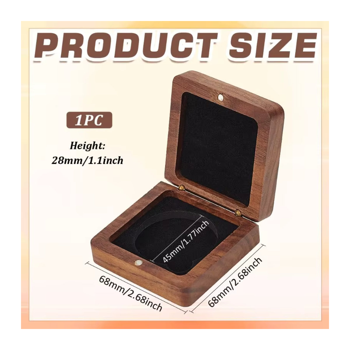 Holz-Münzpräsentationsbox mit schwarzem Samt-Inlay für 40 mm Münzen in Braun und Schwarz - Bild 2