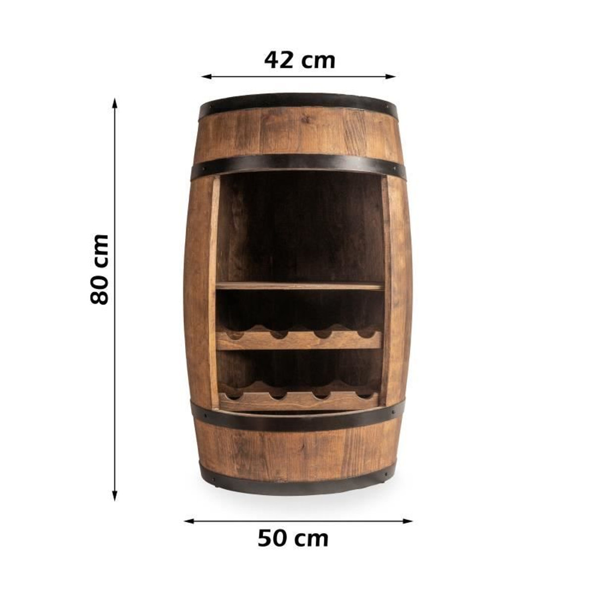 Holzfass Creative Cooper in Wenge als Vintage Flaschenaufbewahrung aus Erlenholz, Höhe: 80 cm - Bild 2
