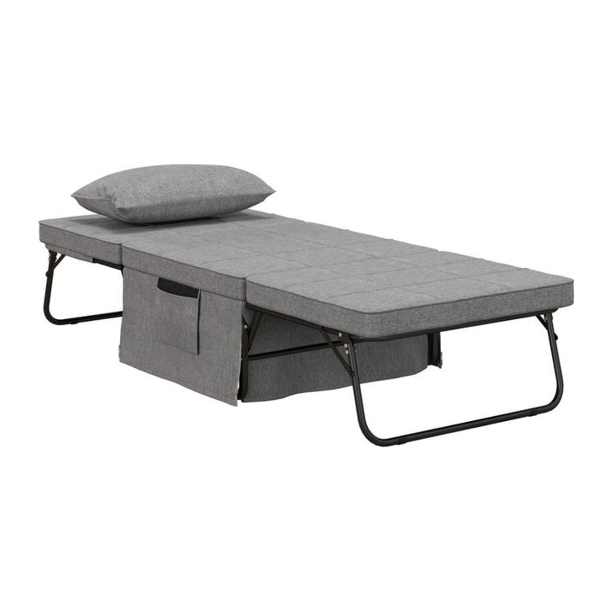HOMCOM 4-in-1 Klappbett als Gästebett Sessel und Ottomane in Grau, 5-stufig höhenverstellbar mit 8 cm Schaumstoffmatratze und Metallrahmen, B/T/H: 188 x 75 x 38 cm - Bild 1