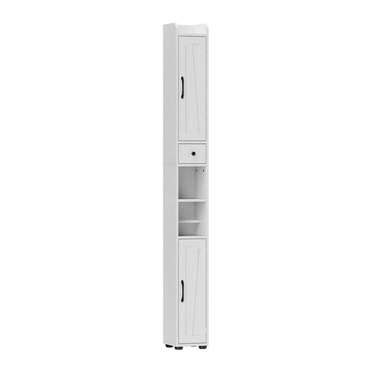 HOMCOM Badezimmerschrank Hochschrank in Weiß mit 2 Türen, Schublade und Toilettenpapierhalter, B/T/H: 20 x 20 x 185 cm - Bild 1