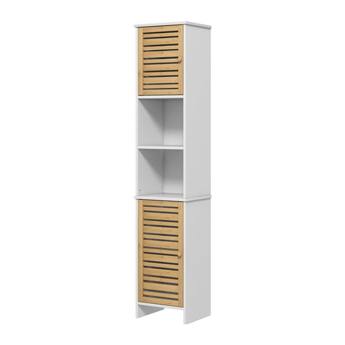 HOMCOM Badezimmerschrank in Weiß mit verstellbarem Regal und Drehtüren, B/T/H: 35 x 30 x 170 cm - Bild 1