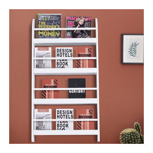 HOMCOM Bücherregal aus Holz in Weiß mit 4 Ebenen zur Wandmontage B/T/H: 59 x 12 x 113 cm