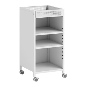 HOMCOM Bücherregal mit Rollen und 3 Ebenen in Weiß, Rollwagen mit verstellbaren Regalen und Aufbewahrungskorb für Wohnzimmer und Büro