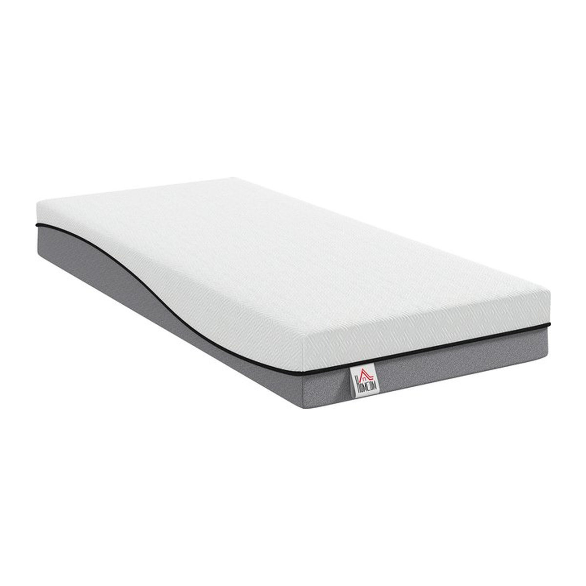 HOMCOM Gel-Memory-Schaum Matratze H3 mittelfest, atmungsaktiv mit abnehmbarem und waschbarem Bezug, OEKO-TEX & CertiPUR zertifiziert, B/T/H: 90 x 200 x 20 cm, Grau/Weiß - Bild 1