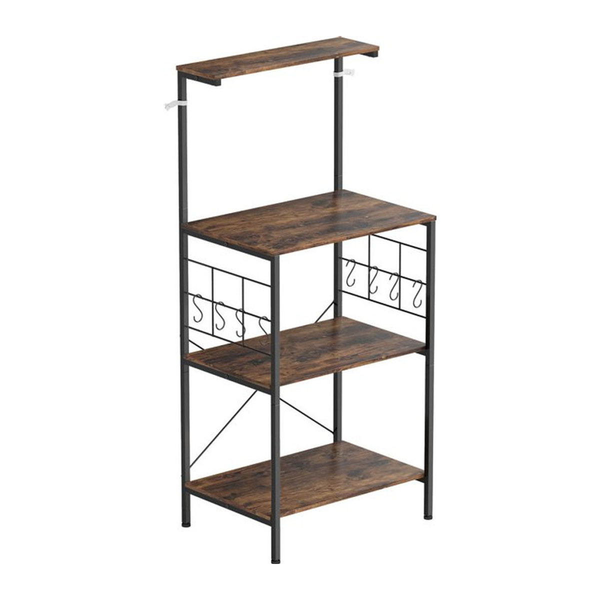 HOMCOM Küchenregal im Industrial Design aus Metall und Holzwerkstoff, Rustikal-Braun/Schwarz, Standregal mit 8 Haken und 2 Ablagen, B/T/H: 60 x 42 x 134,5 cm - Bild 1
