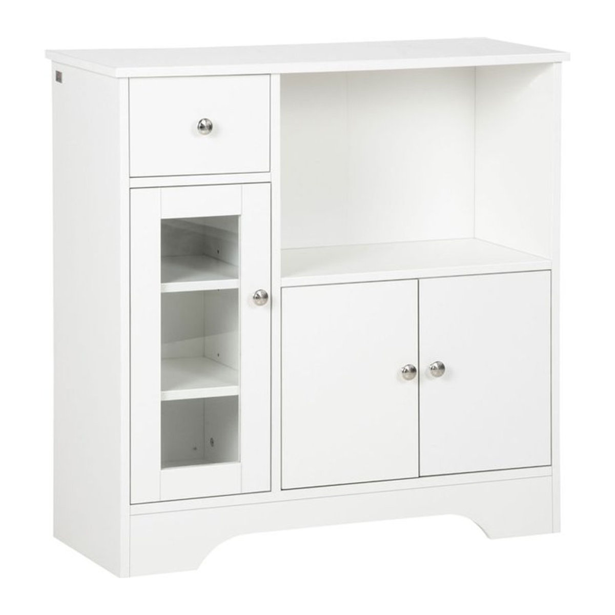 HOMCOM Küchenschrank Sideboard in Weiß mit Drehtüren und verstellbaren Einlegeböden, B/T/H: 80 x 30 x 82 cm - Bild 1
