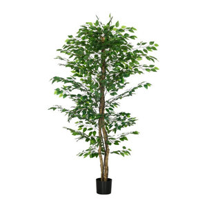 HOMCOM Künstlicher Ficus Kunstbaum in Grün mit Übertopf aus Beton, Höhe: 180 cm