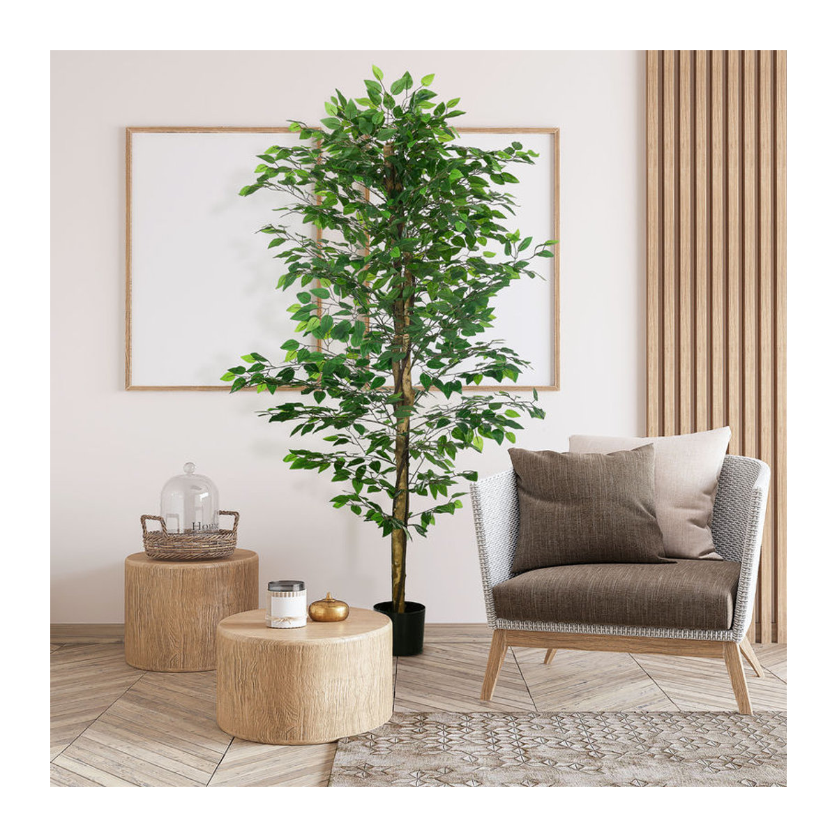 HOMCOM Künstlicher Ficus Kunstbaum in Grün mit Übertopf aus Beton, Höhe: 180 cm - Bild 2
