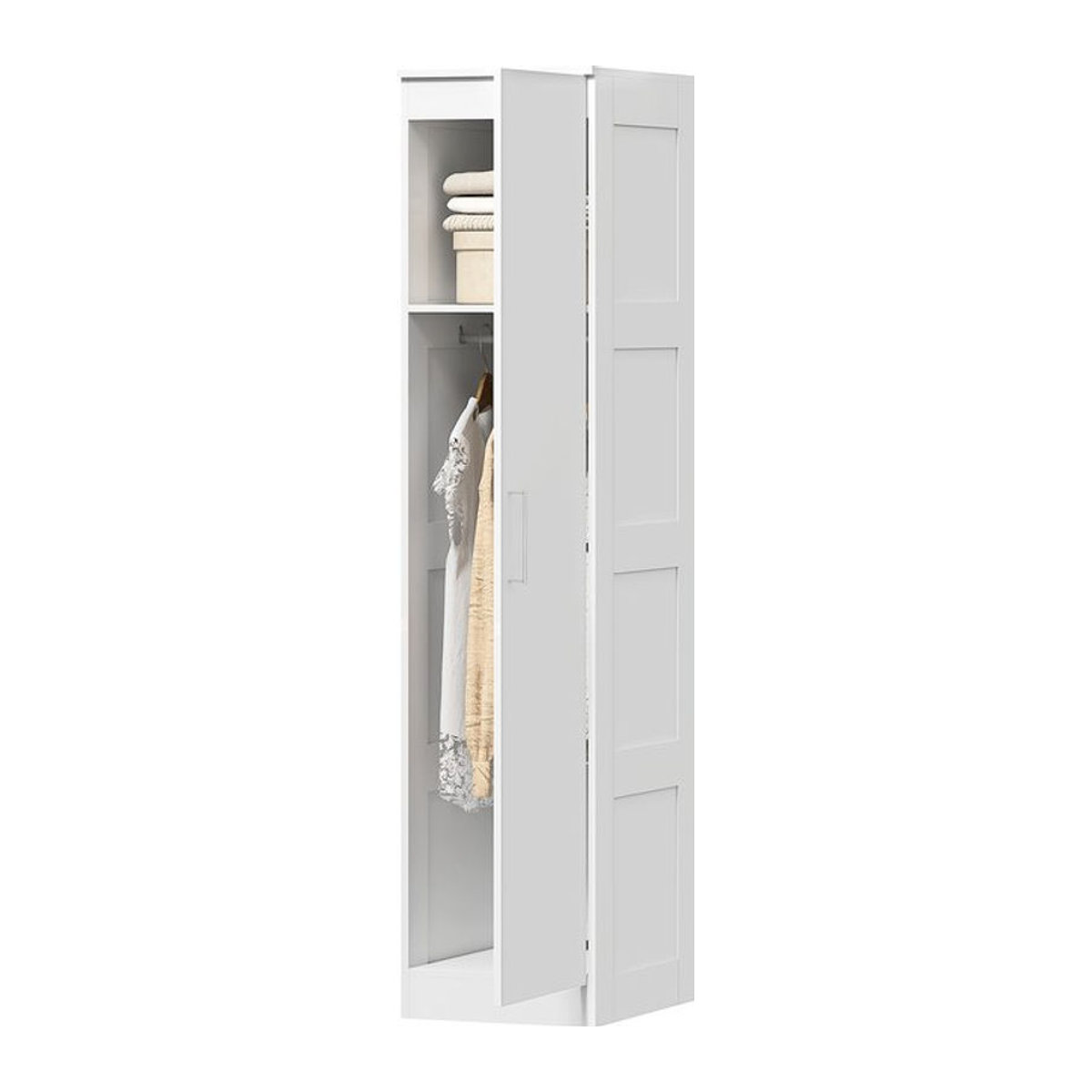 HOMCOM Mehrzweckschrank mit Kleiderstange und Regal in Weiß, moderner Drehtürenschrank für das Schlafzimmer, B/T/H: 40 x 52 x 180 cm - Bild 1