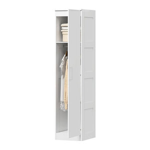 HOMCOM Mehrzweckschrank mit Kleiderstange und Regal in Weiß, moderner Drehtürenschrank für das Schlafzimmer, B/T/H: 40 x 52 x 180 cm