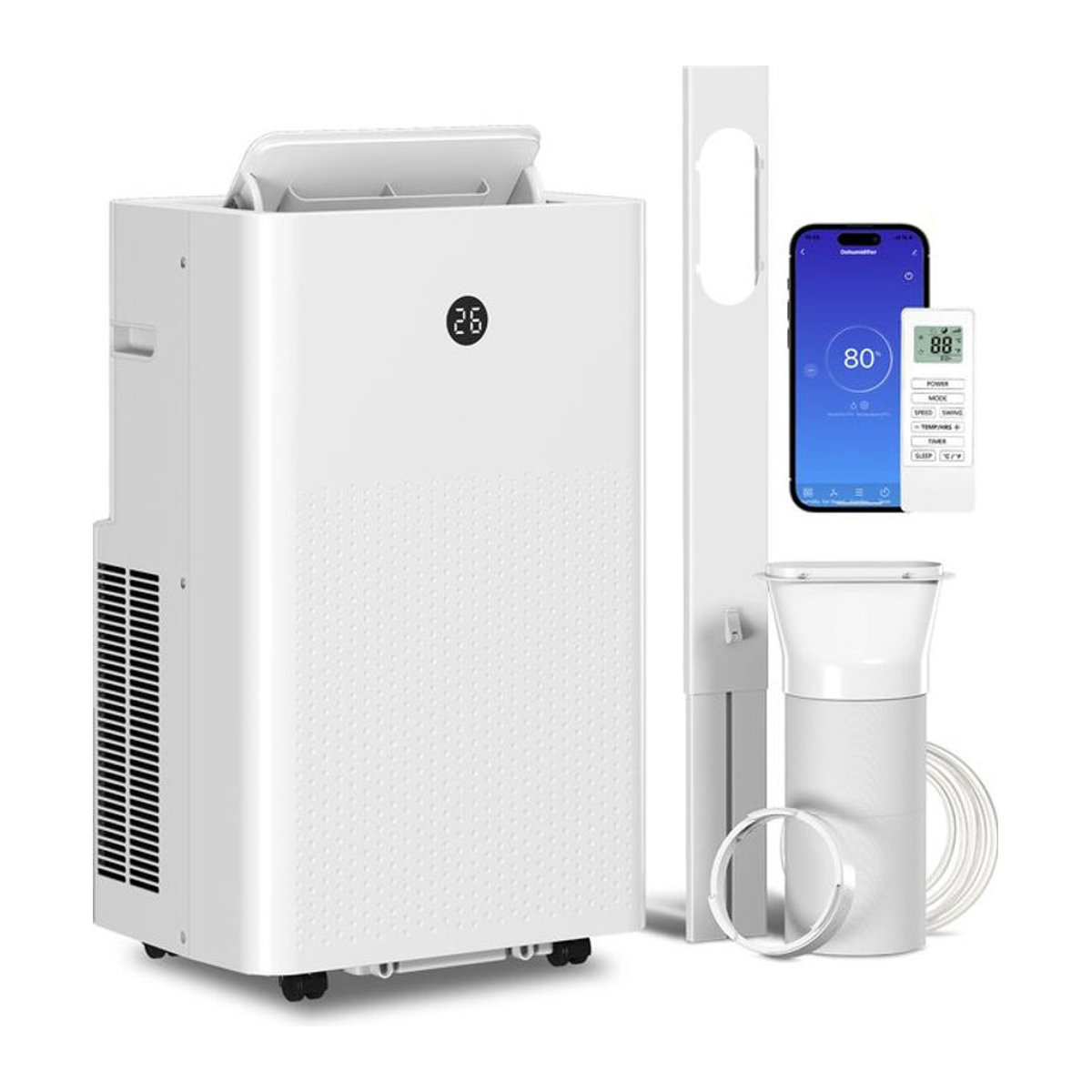 HOMCOM Mobiles Klimagerät 4-in-1 mit 12.000 BTU und 3,5 kW, Weiß, mit WiFi und Sprachsteuerung für Räume bis 35m2 - Bild 1