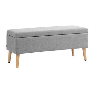 HOMCOM Polsterbank mit Stauraum in Grau mit Leinenoptik, B/T/H: 110 x 39 x 45 cm