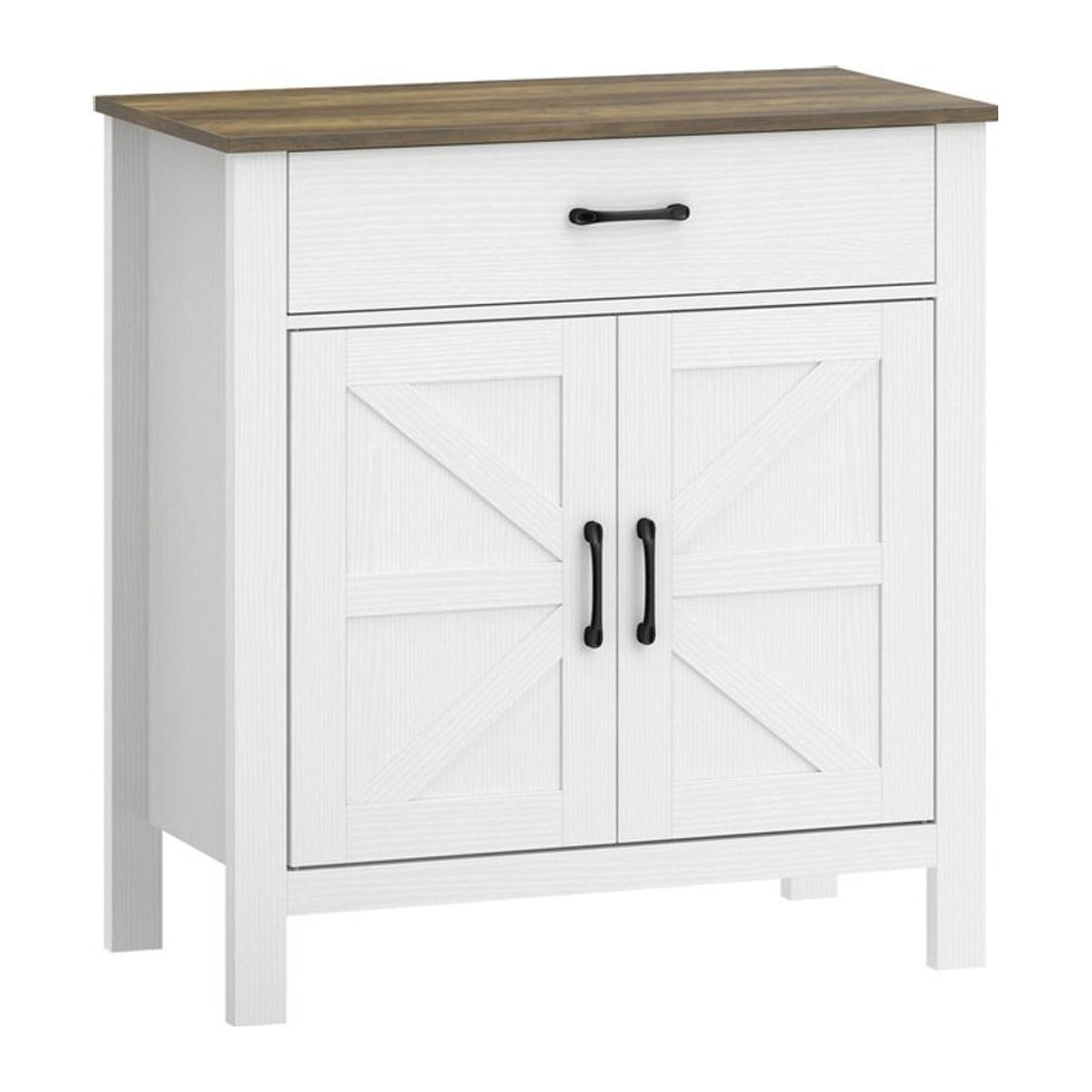 HOMCOM Sideboard Buffetschrank im Landhausstil mit Schublade und verstellbarem Regal in Weiß, B/T/H: 77 x 39,3 x 81,5 cm - Bild 1