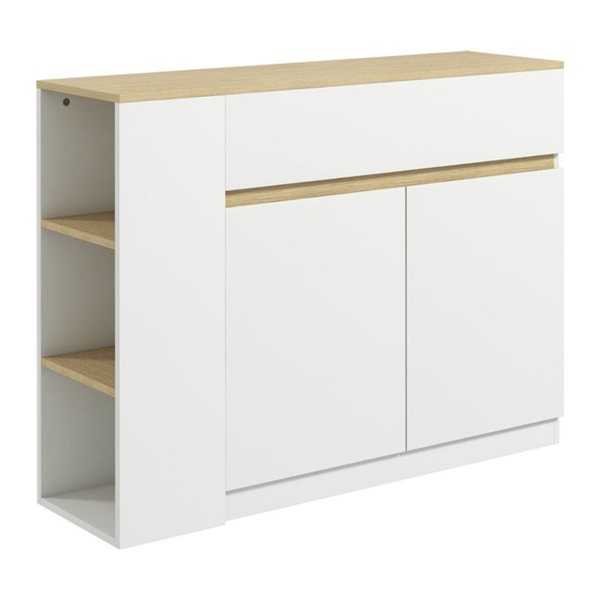 HOMCOM Sideboard in Weiß, moderner Küchenschrank mit Schublade und 3-stufigem Regal, B/T/H: 110 x 29,5 x 82 cm - Bild 1