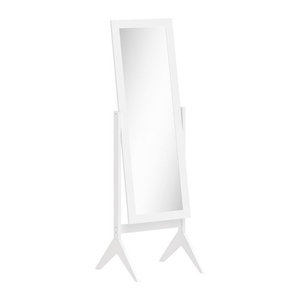 HOMCOM Standspiegel Ganzkörperspiegel mit erhöhten Füßen aus Holz in Weiß, B/T/H: 47 x 46 x 148 cm