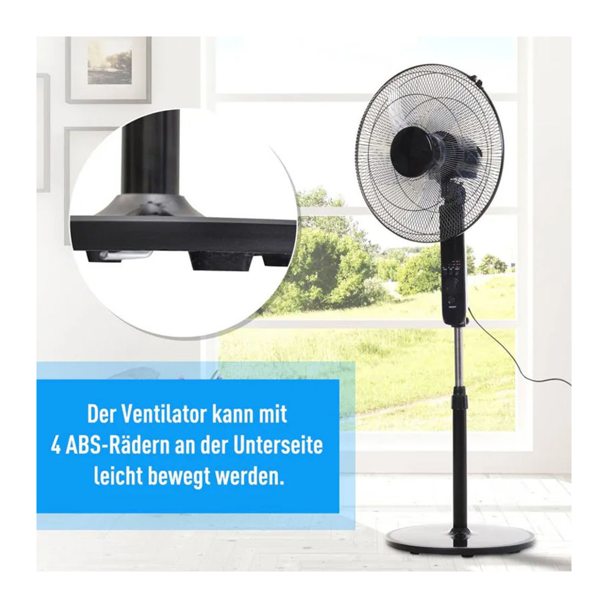 HOMCOM Standventilator in Schwarz aus Metall und Kunststoff mit 45 cm Durchmesser - Bild 3
