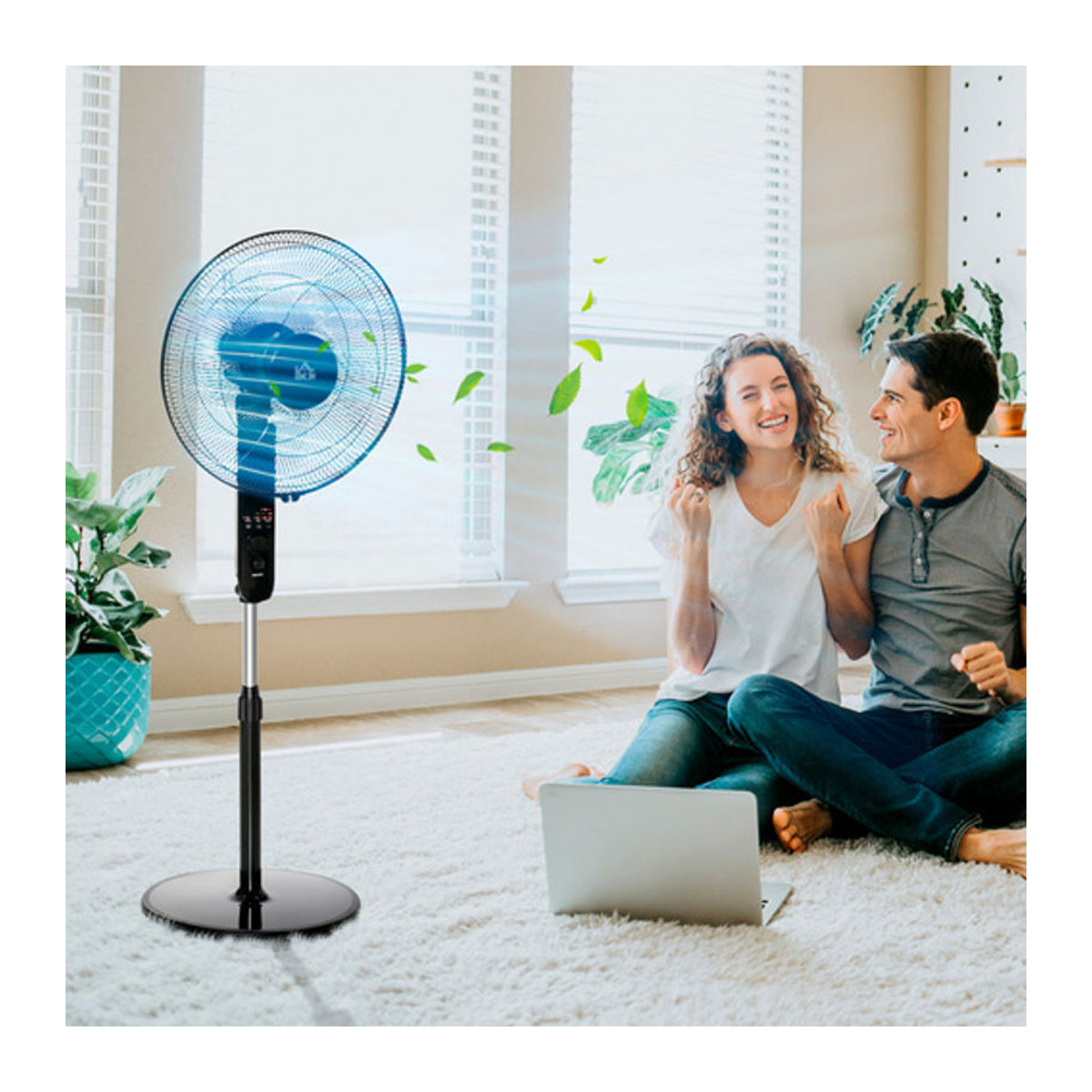 HOMCOM Standventilator in Schwarz aus Metall und Kunststoff mit 45 cm Durchmesser - Bild 5