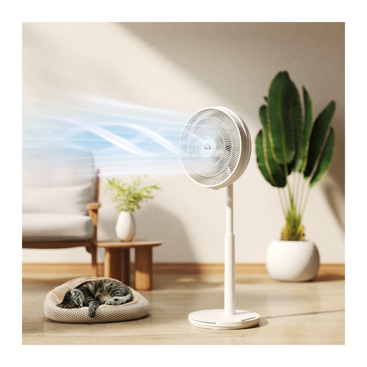 HOMCOM Standventilator mit Fernbedienung in Weiß, leise mit 12 Geschwindigkeitsstufen, Timer, Neigung und Oszillation - Bild 2