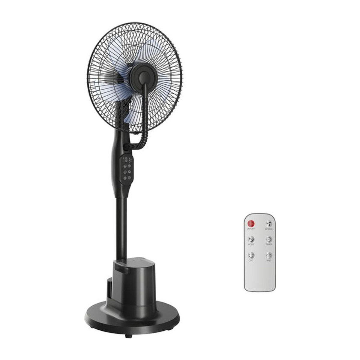 HOMCOM Standventilator mit Wasserkühlung und Luftbefeuchter, Schwarz, 100W, inkl. Fernbedienung und Timer - Bild 1