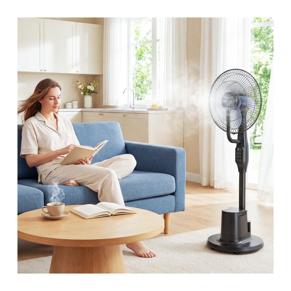 HOMCOM Standventilator mit Wasserkühlung und Luftbefeuchter, Schwarz, 100W, inkl. Fernbedienung und Timer - Bild 2