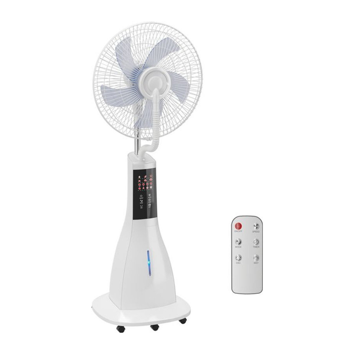 HOMCOM Standventilator mit Wasserkühlung und Luftbefeuchter, Weiß, 90W, mit Sprühnebel, 3 Modi, 3 Geschwindigkeitsstufen, Oszillation, Fernbedienung und Timer - Bild 1