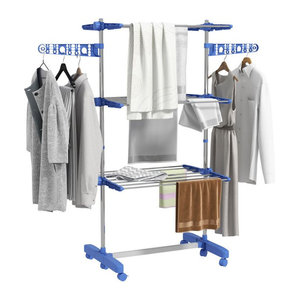 Homcom Wäscheständer Turm Standtrockner mit 3 Ebenen in Blau, B/T/H: 55 x 142 x 152 cm