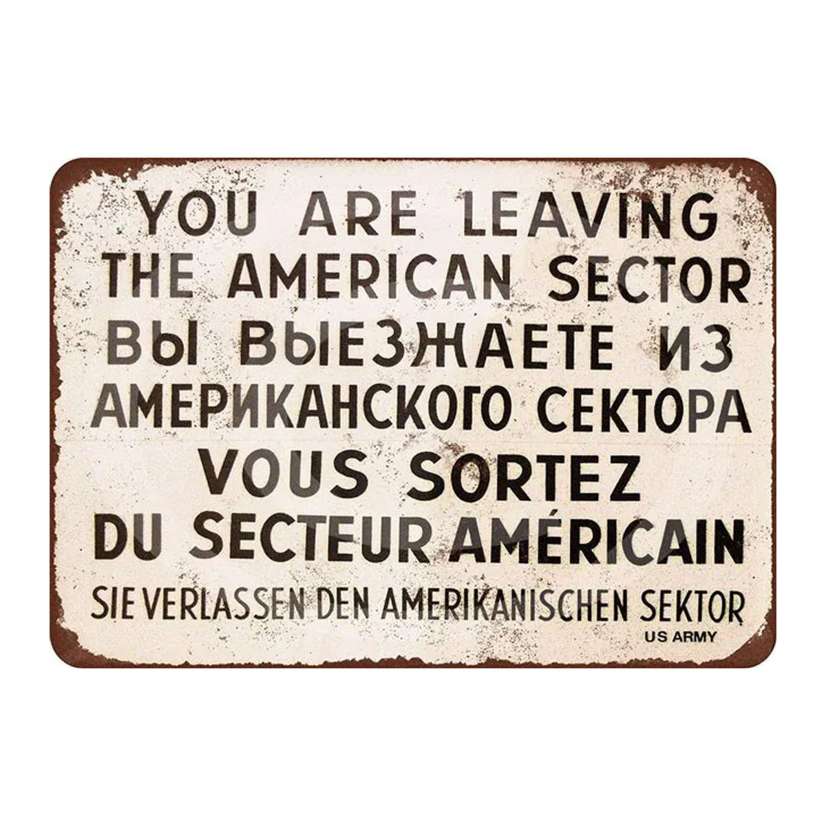 HomDeo Metallschild Checkpoint Charlie Berliner Mauer Vintage-Look in Beige als Retro Wanddekoration - Bild 1