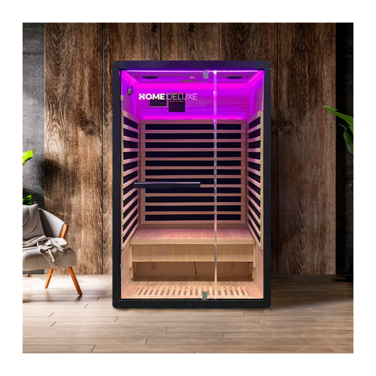 Home Deluxe Infrarotkabine NERO M in Schwarz aus Holz und Glas, B/H/T: 120 x 190 x 105 cm - Bild 4