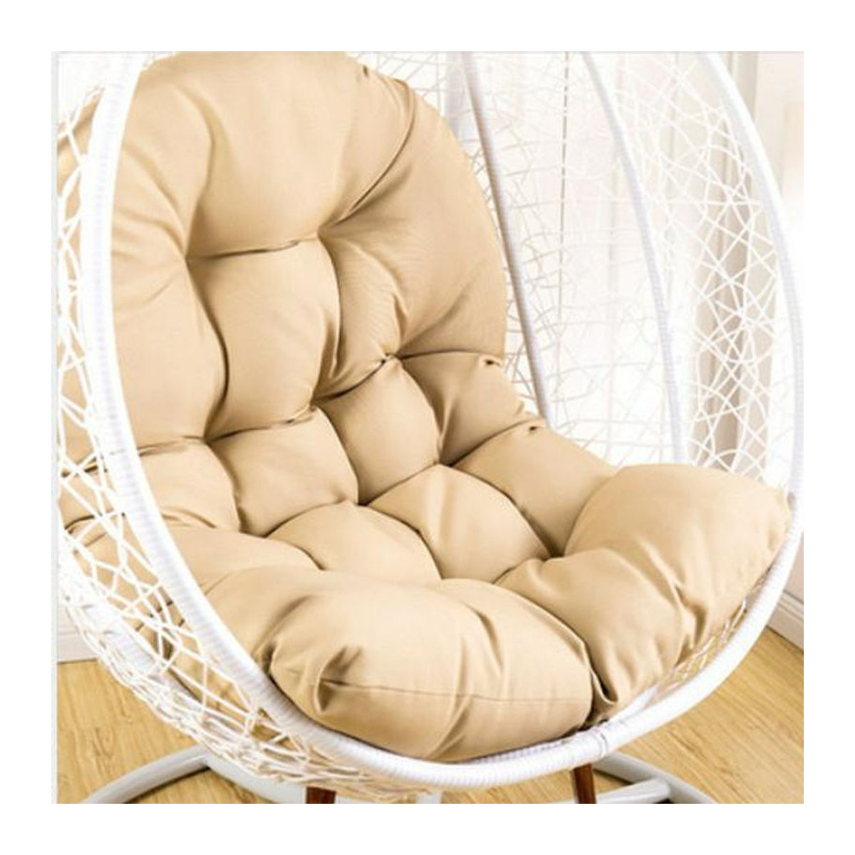 HomeHarmony Wasserdichtes Outdoor-Hängekorbsesselkissen aus Polyester und Baumwolle in Beige, Breite: 120 cm, Tiefe: 80 cm - Bild 1