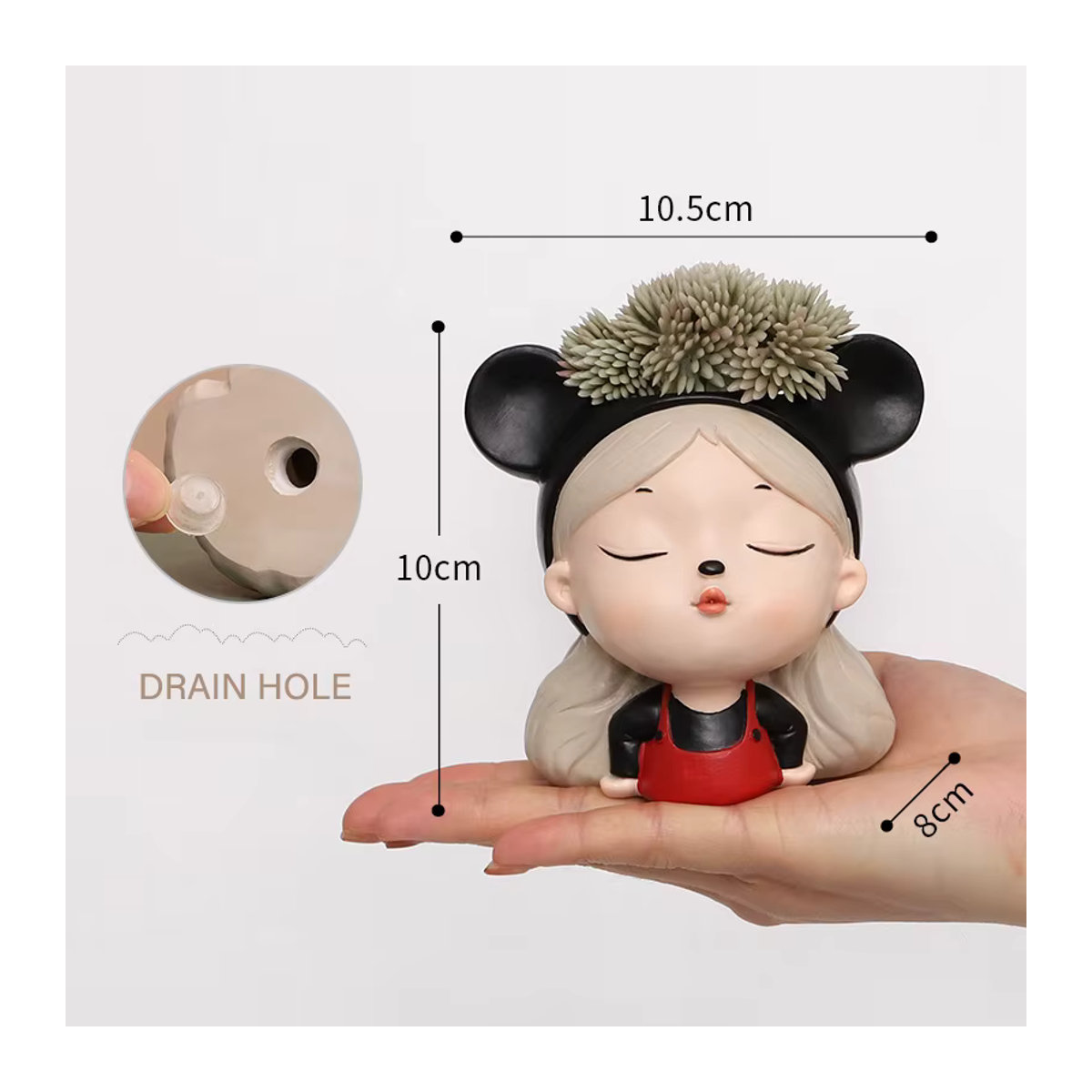 Homelike Decor Mini Garten Blumentopf Mädchen Cartoon Porträt aus Kunstharz, mehrfarbig - Bild 3
