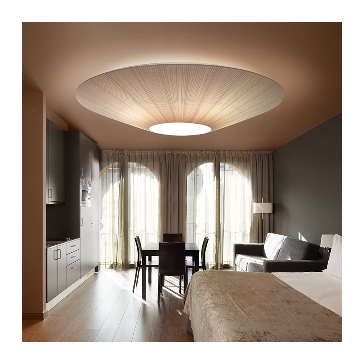 HomeLover Japanische Deckenleuchte in Weiß, minimalistisches Design mit Siam-Lichtstoff für Restaurants und Wohnräume - Bild 2