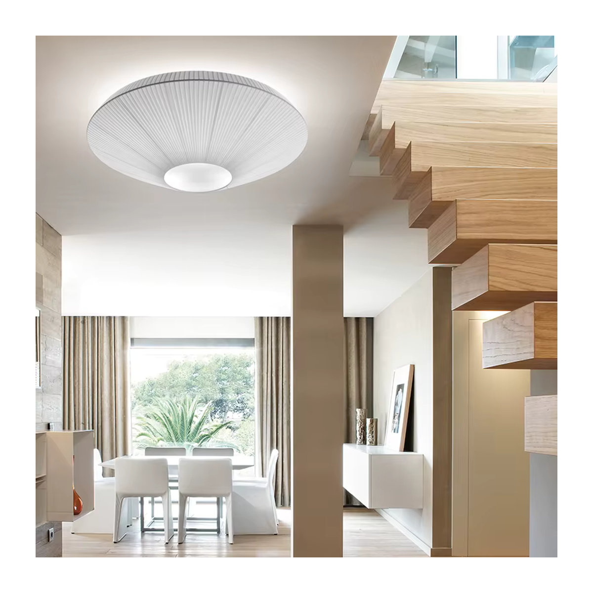 HomeLover Japanische Deckenleuchte in Weiß, minimalistisches Design mit Siam-Lichtstoff für Restaurants und Wohnräume - Bild 3