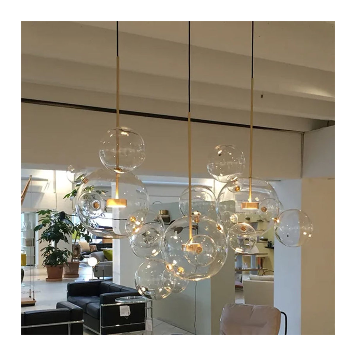 HomeLover Modern Kronleuchter aus Klarglas mit Blasen-Effekt in Chrom für Wohnzimmer und Esszimmer - Bild 1