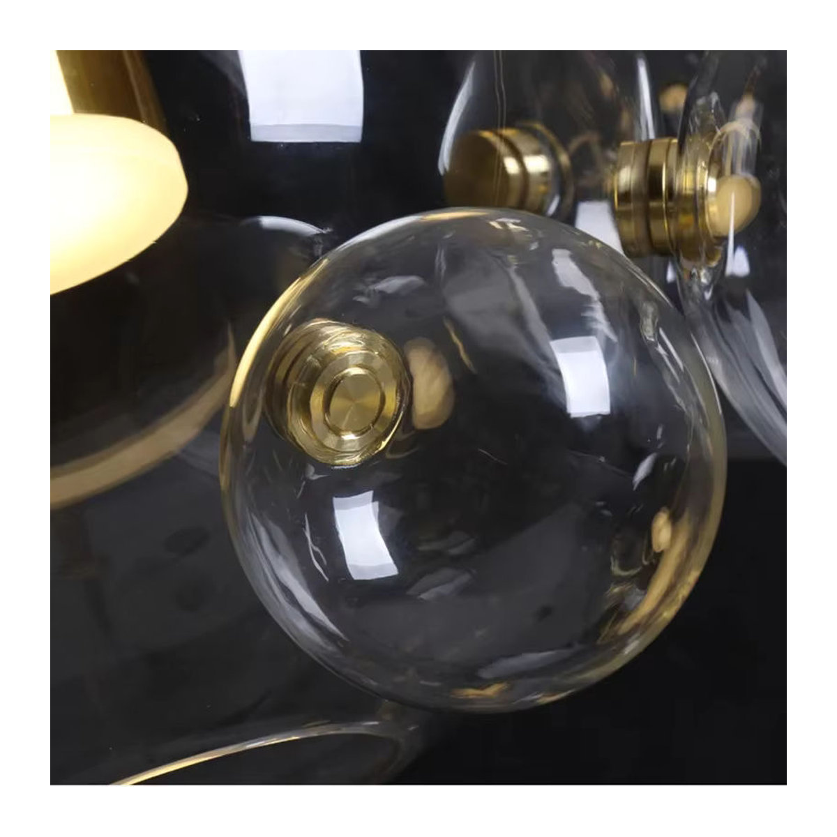 HomeLover Modern Kronleuchter aus Klarglas mit Blasen-Effekt in Chrom für Wohnzimmer und Esszimmer - Bild 2