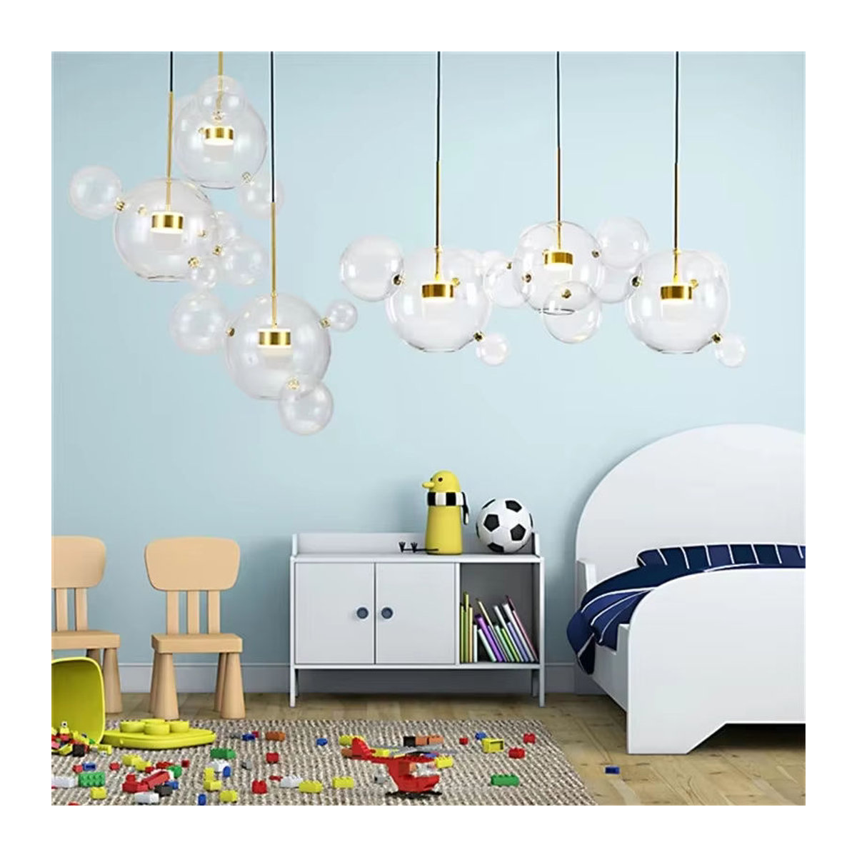 HomeLover Modern Kronleuchter aus Klarglas mit Blasen-Effekt in Chrom für Wohnzimmer und Esszimmer - Bild 4