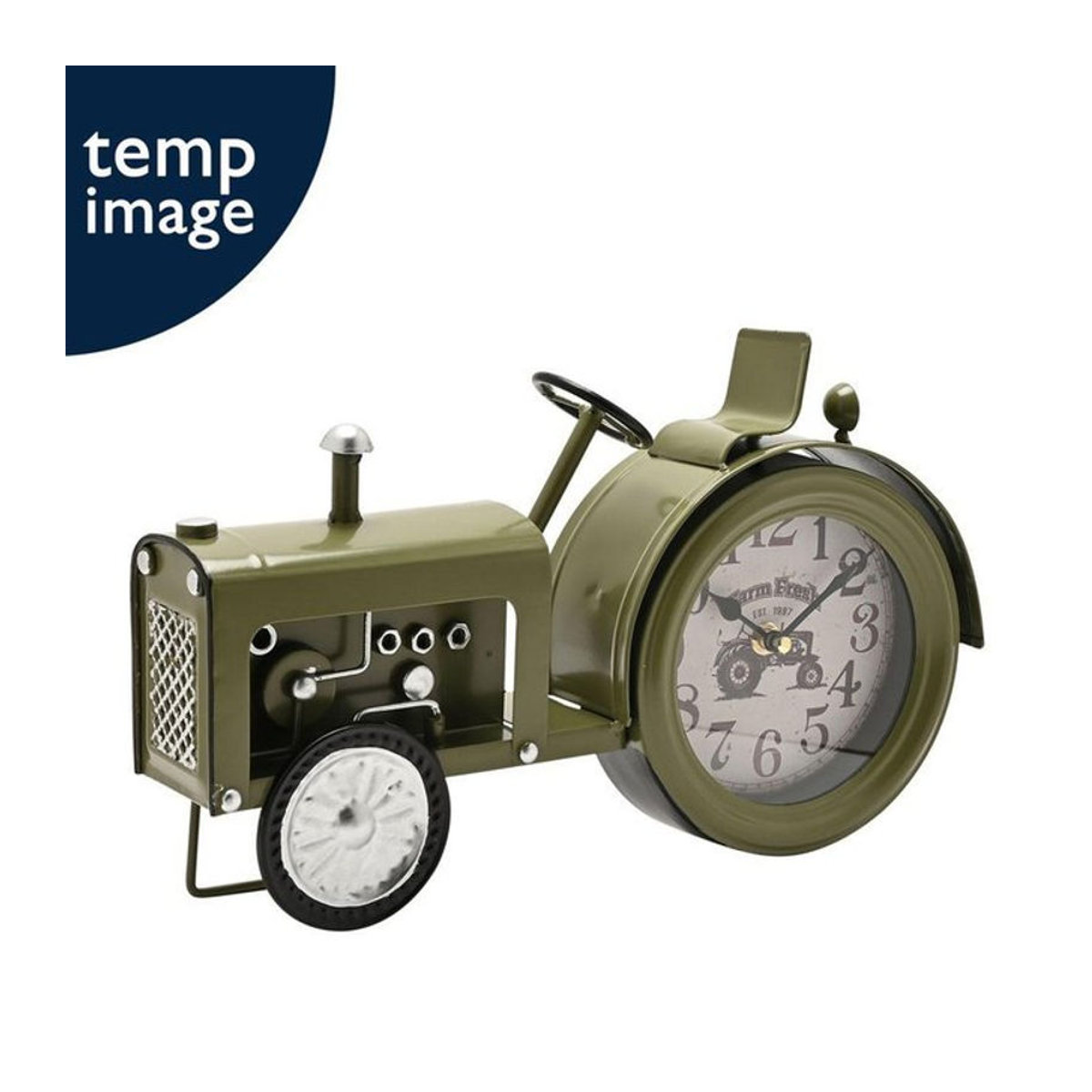 Hometime Kaminkonsoleuhr Grüner Traktor Analog aus Metall in Rustikalem Design - Bild 1