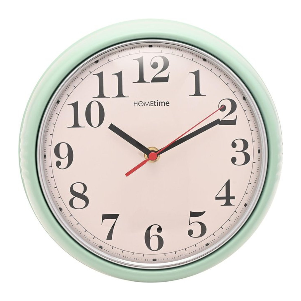 Hometime Runde Retro Wanduhr aus Metall in Salbeigrün, Durchmesser: 24 cm - Bild 1