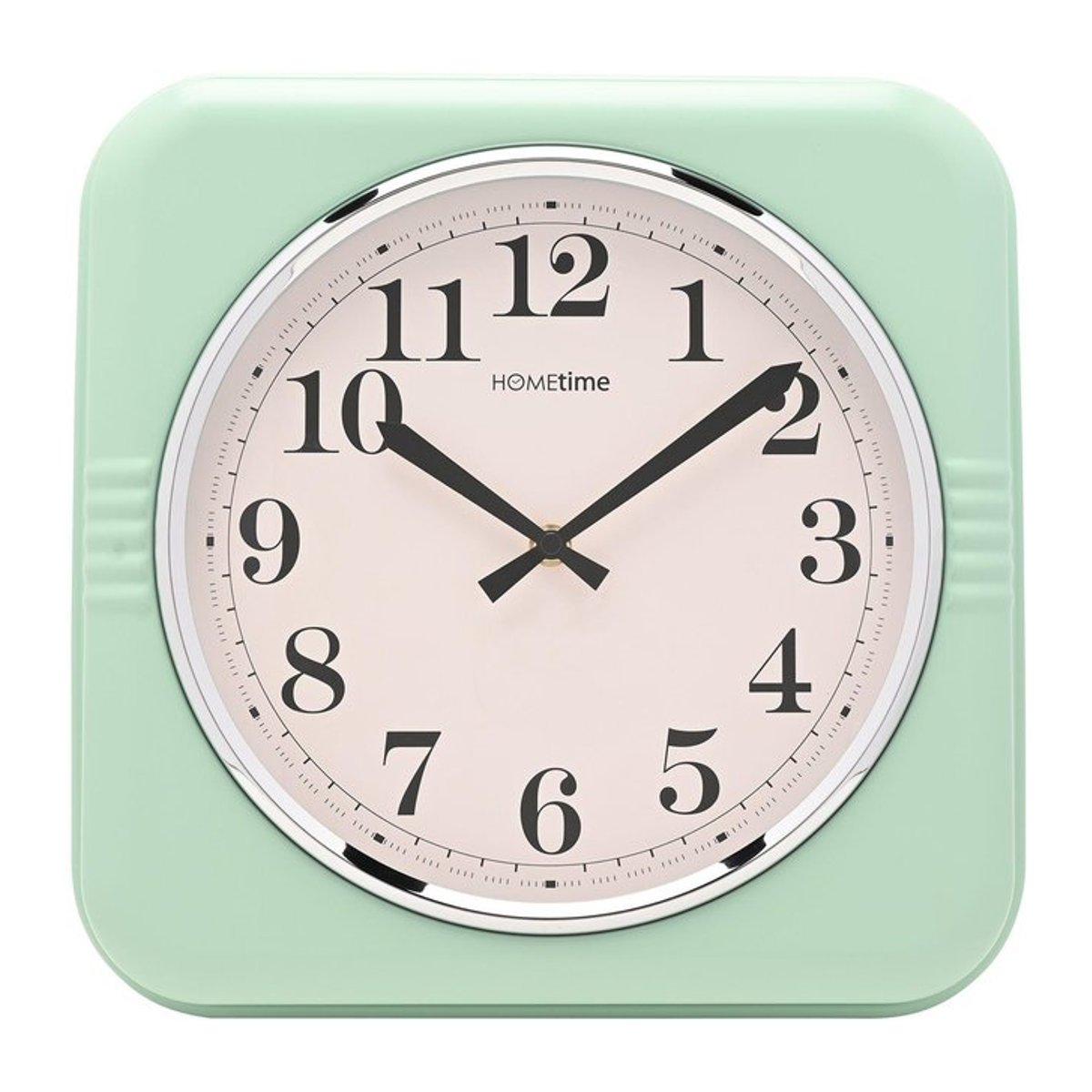 Hometime Square Retro Wanduhr aus Metall in Blassgrün, Durchmesser: 32 cm - Bild 1